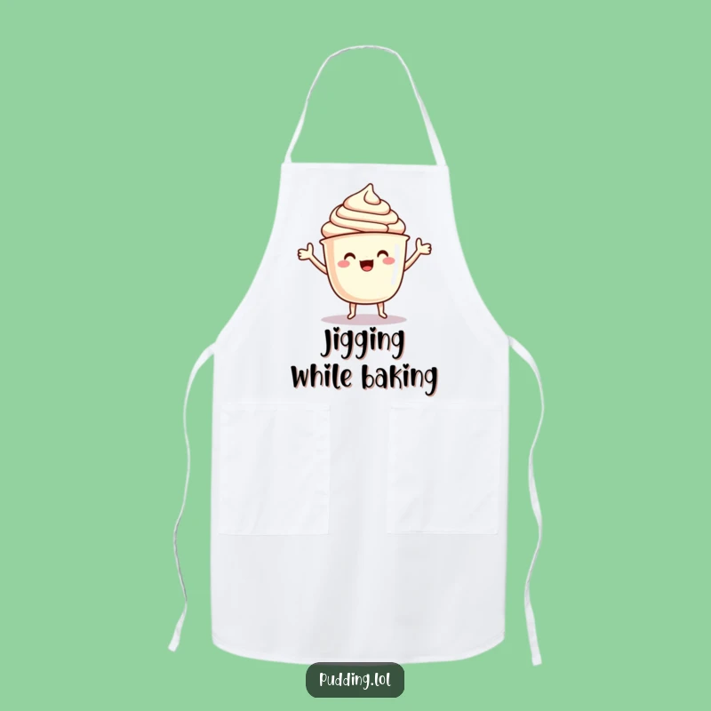 Funny Pudding Apron: Dancing Cup Character Jigging, Perfect Kitchen Fun Gift