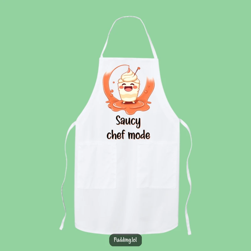 Funny Pudding Splash Apron: Cook with Playful Sauce Adventures
