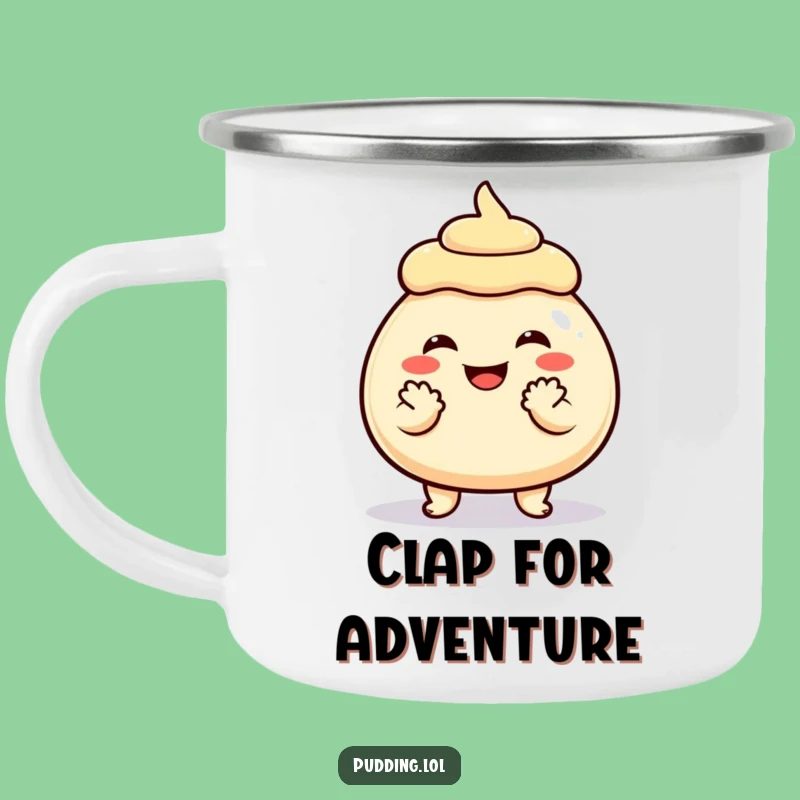 Funny Grinning Pudding Camp Mug - Durable & Cheerful Dessert Outdoor Gift