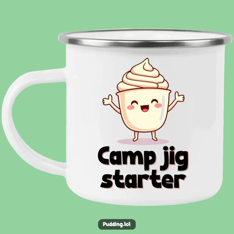 Funny Pudding Camping Mug: Dancing Cup Character Jigging, Your Adventure Rhythm Gift