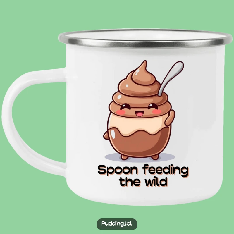 Funny Chocolate Pudding Camping Mug - Outdoor Dessert Character Cup