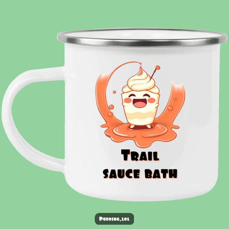 Funny Pudding Splash Camping Mug: Adventure with Saucy Delight
