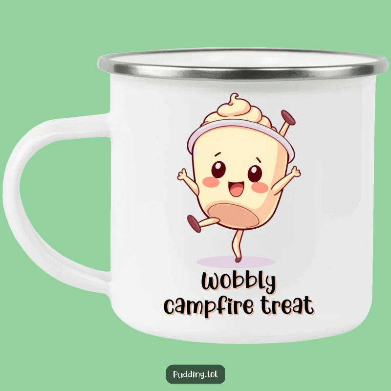 Funny Pudding Cup Camping Mug: Wobbly Somesault, Dessert Outdoors, Perfect Funny Gift!
