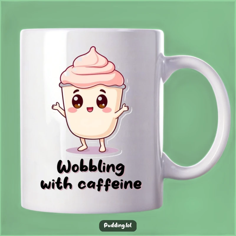 Funny Pudding Wobble Mug: Jiggly Character Googly Eyes Dance - Perfect Funny Treat Gift