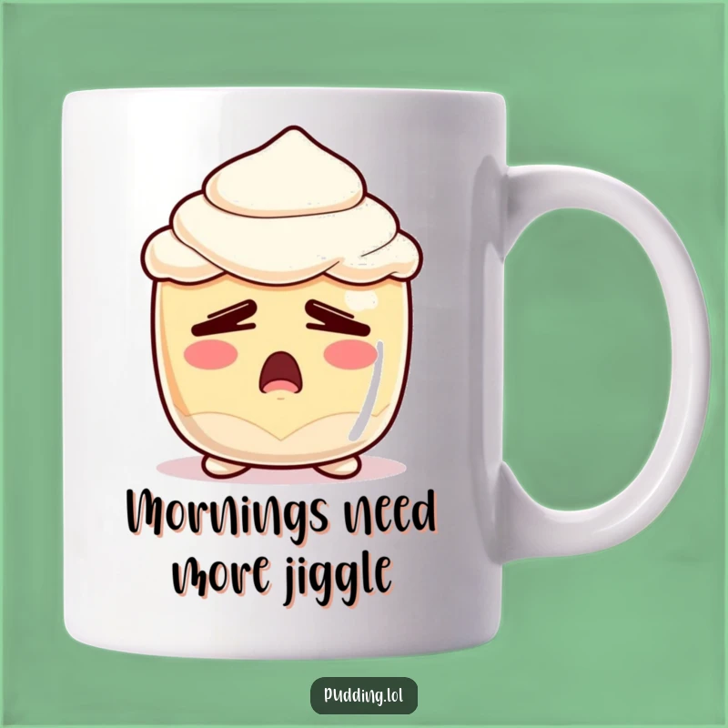 Funny Sleepy Pudding Mug - Yawning Dessert Character - Perfect Gift for Tired Folks