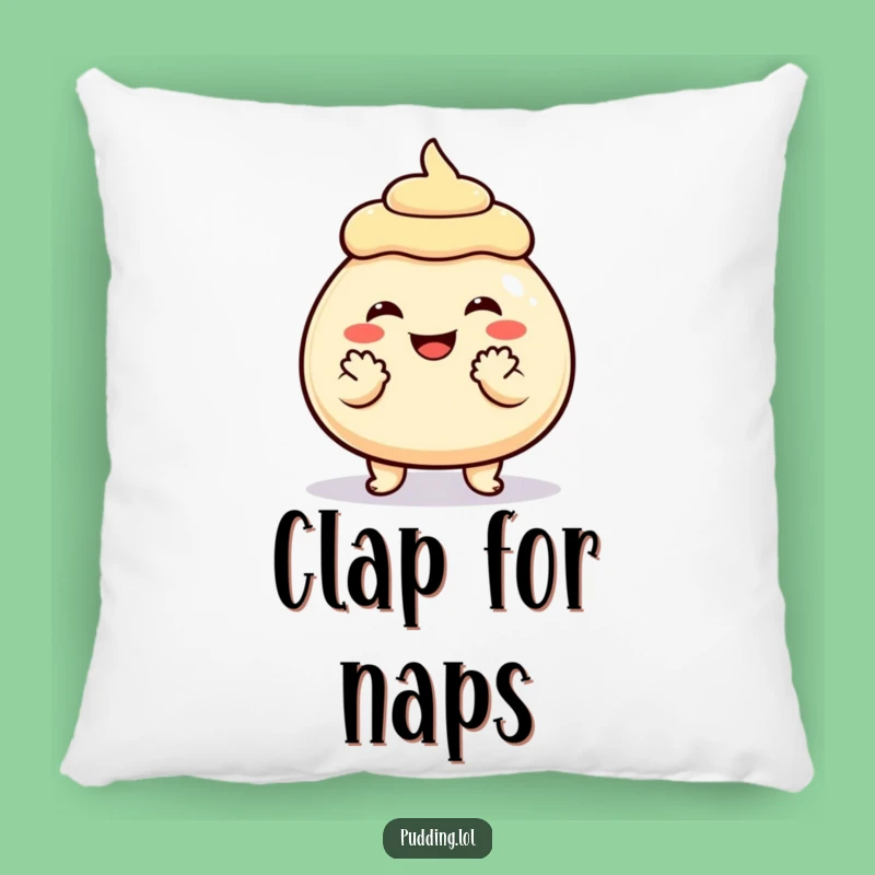Funny Grinning Pudding Clap Pillow - Comedic Dessert Accent Pillow Gift