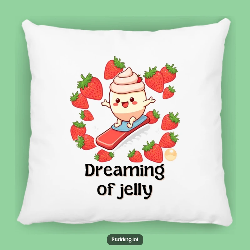 Funny Pudding Surfer Pillow: Snuggle with Strawberry Slide Sweetness