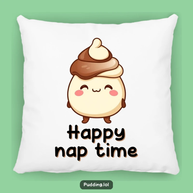 Funny Chocolate Pudding Pillow - Cozy Goofy Grin Accent Pillow