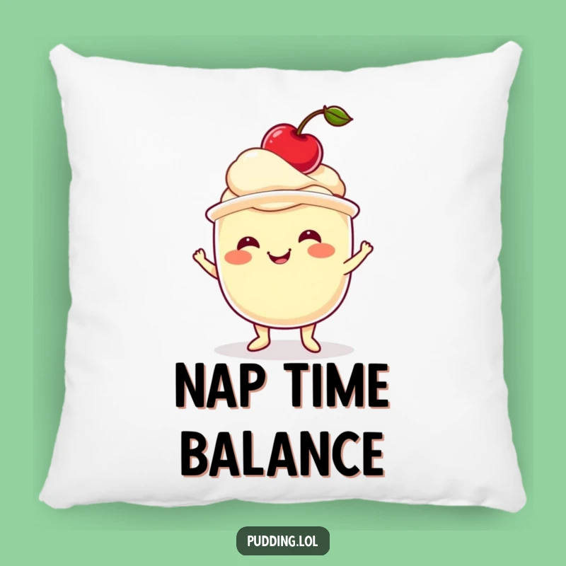 Funny Pudding Cherry Pillow Adorable Hilarious Dessert Accent For Your Couch