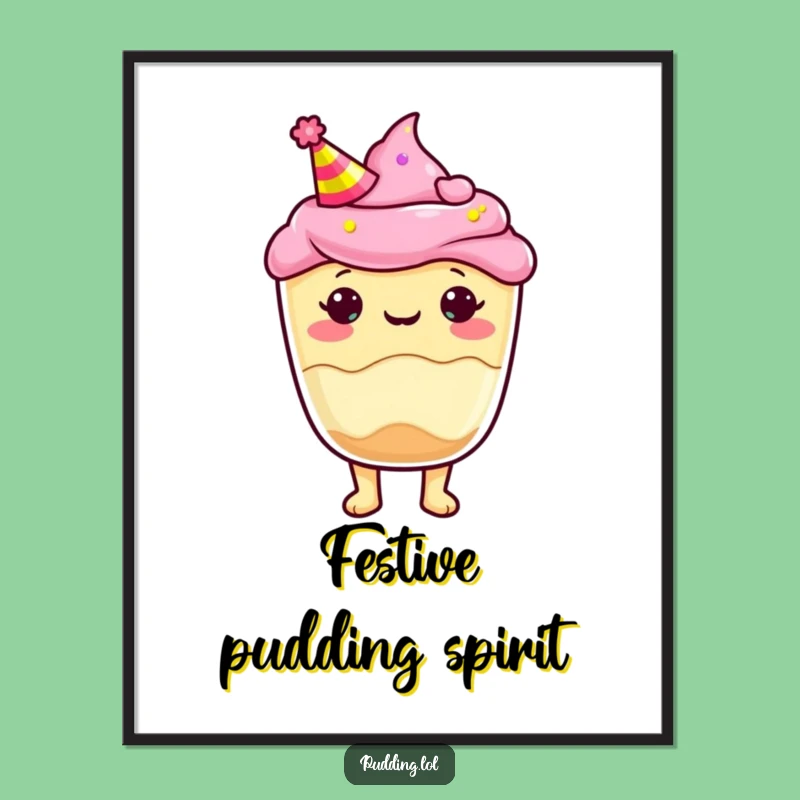 Funny Pudding Cup Party Hat Digital Art: Festive Wall Decor, Instant Funny Gift