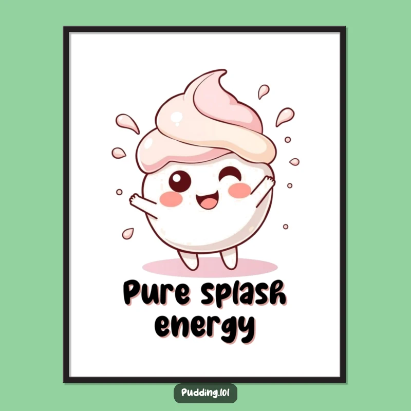 Funny Pudding Scoop Digital Art Print: Gleeful Splash Decor, Instant Funny Gift