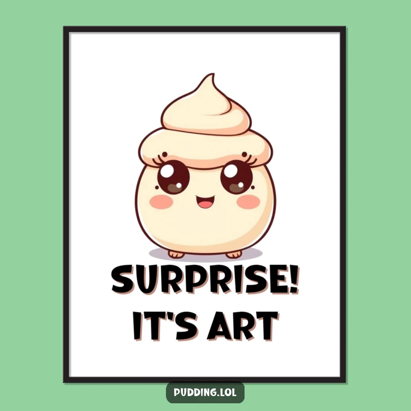 Funny Surprised Pudding Scoop Digital Art - Instant Dessert Character Download