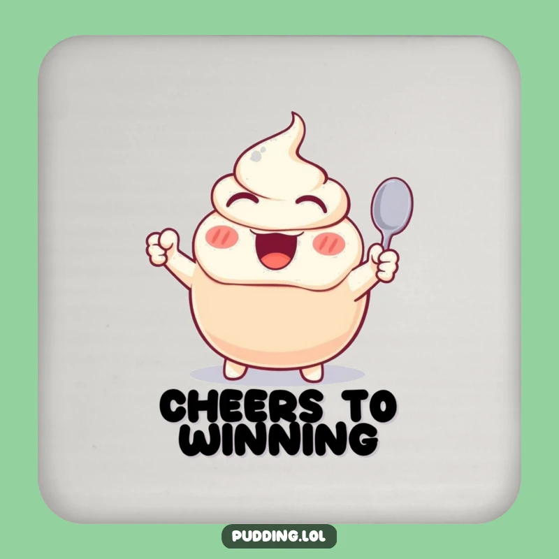 Funny Excited Pudding Coaster - Cheerful Dessert Drink Protector Gift