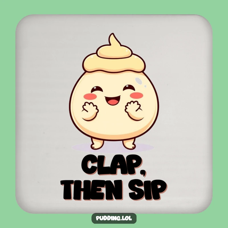 Funny Grinning Pudding Coaster - Humorous Dessert Celebration Gift