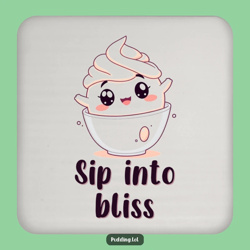 Funny Pudding Cream Tumbling Drink Coaster Hilarious Dessert Protector For Any Surface