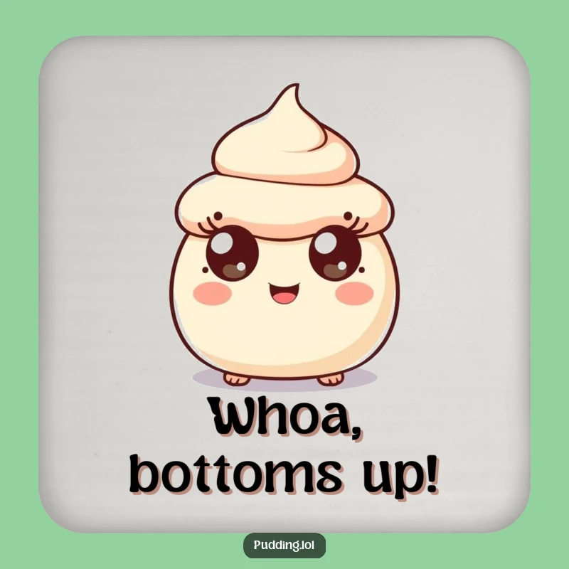 Funny Surprised Pudding Scoop Coaster - Charming Dessert Character Protection