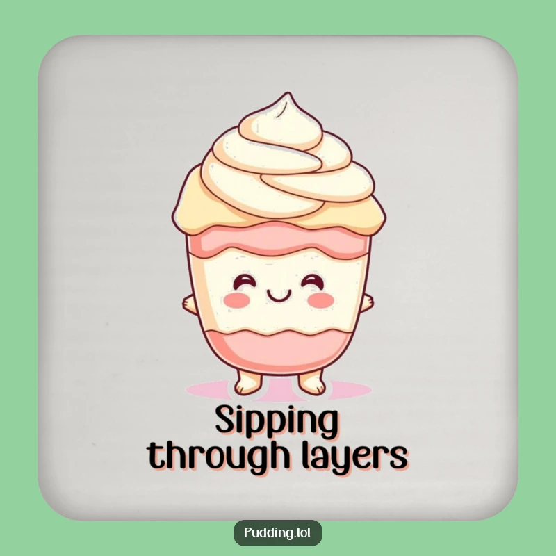 Funny Parfait Pudding Coaster: Cheerful Protection and Wobbly Humor