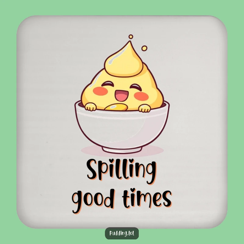 Funny Laughing Custard Coaster - Charming Dessert Character Protection