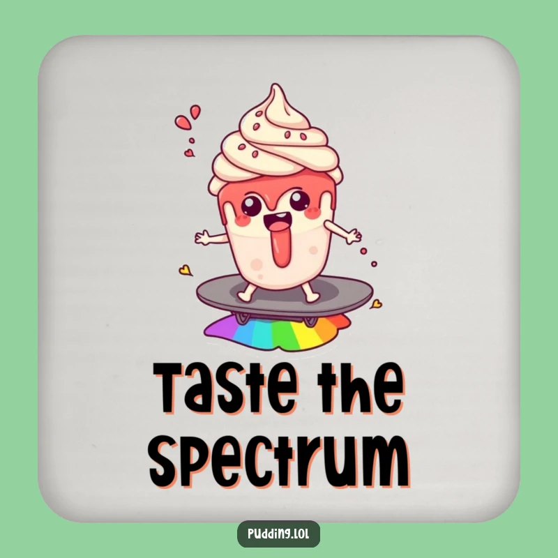 Funny Pudding Cup Rainbow Surf Coaster: Protect Surfaces with Dessert Magic, Perfect Funny Gift