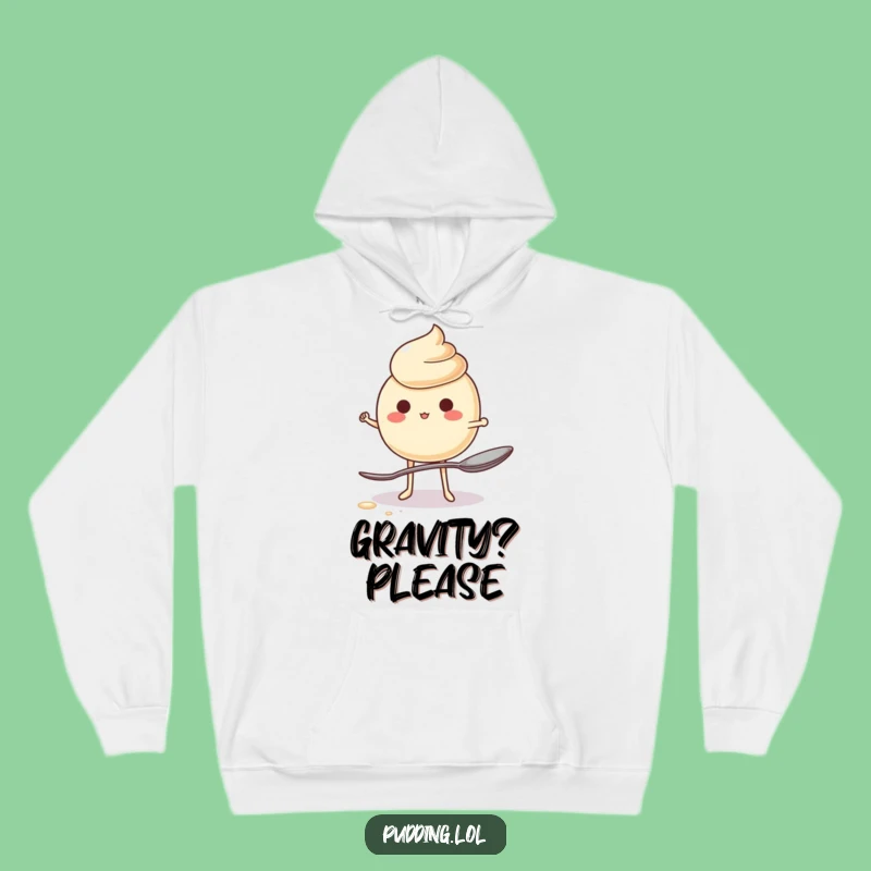 Funny Jiggling Pudding Balance Hoodie - Cozy & Comedic Dessert Apparel Gift