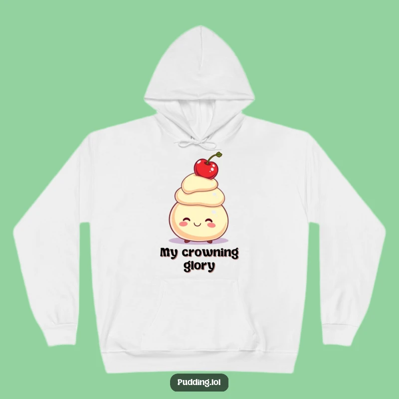 Funny Pudding Hoodie: Cozy Up with a Cherry-Balancing Character Gift