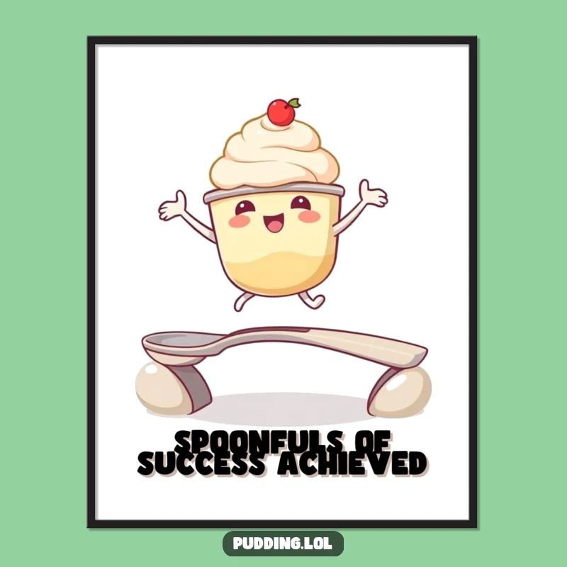 Free Printable Wall Art: Energetic Pudding Leap for Whimsical Downloadable Décor Gift