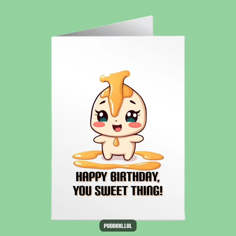Free Printable Birthday Card: Giggling Caramel Funny Downloadable Gift for a Sweet Celebration