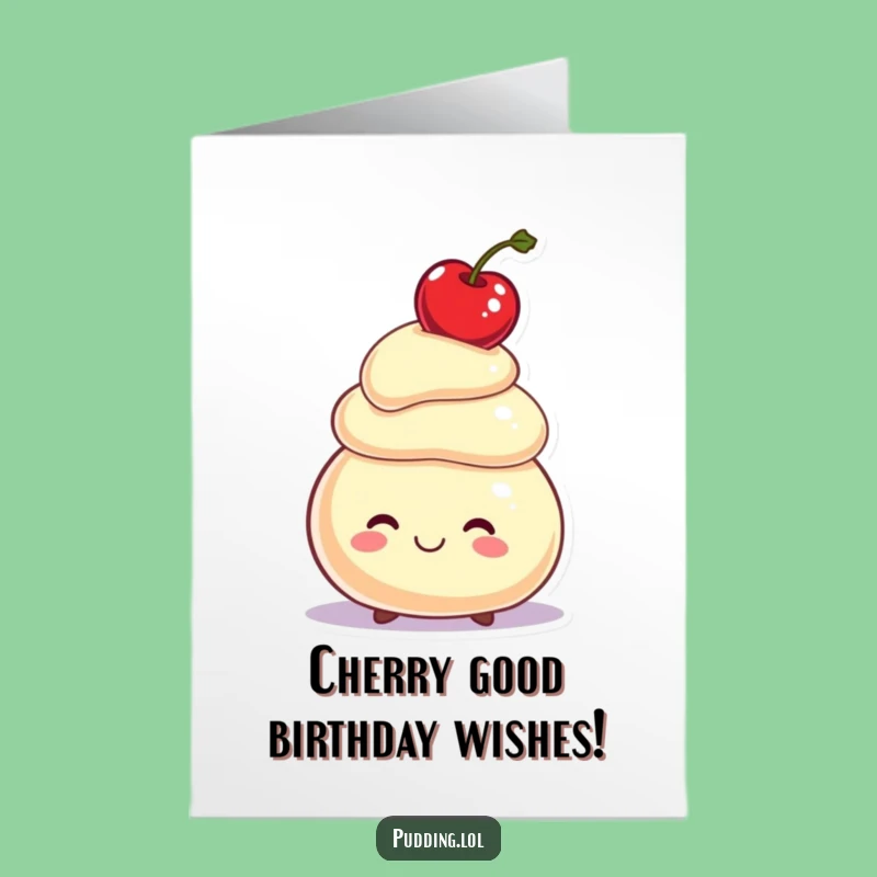 Free Printable Birthday Card: Pudding Cherry Balance Funny Downloadable Gift