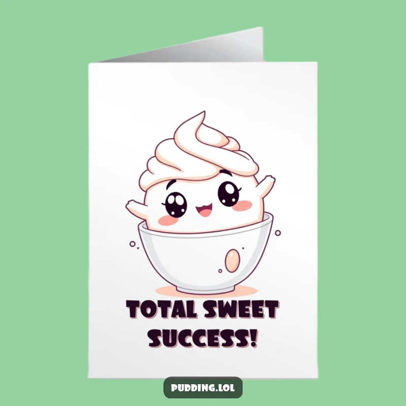 Free Printable Congrats Card: Pudding Tumbling Whipped Cream Funny Downloadable Gift