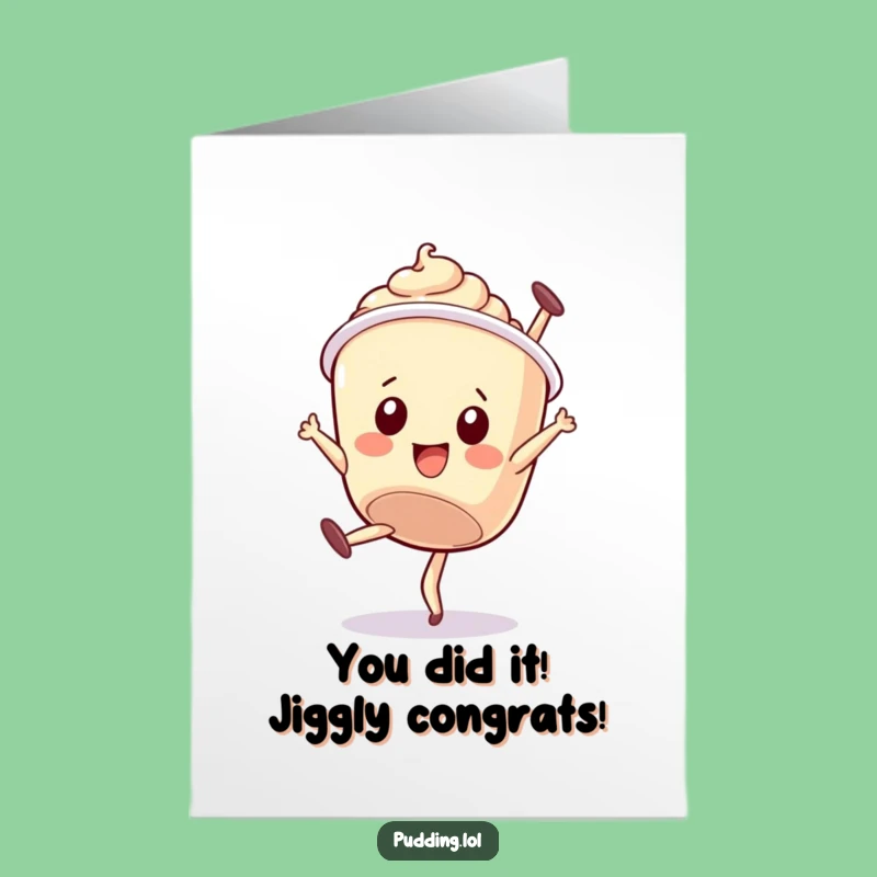 Free Printable Congrats Card: Pudding Tumbling, Downloadable Celebration Art