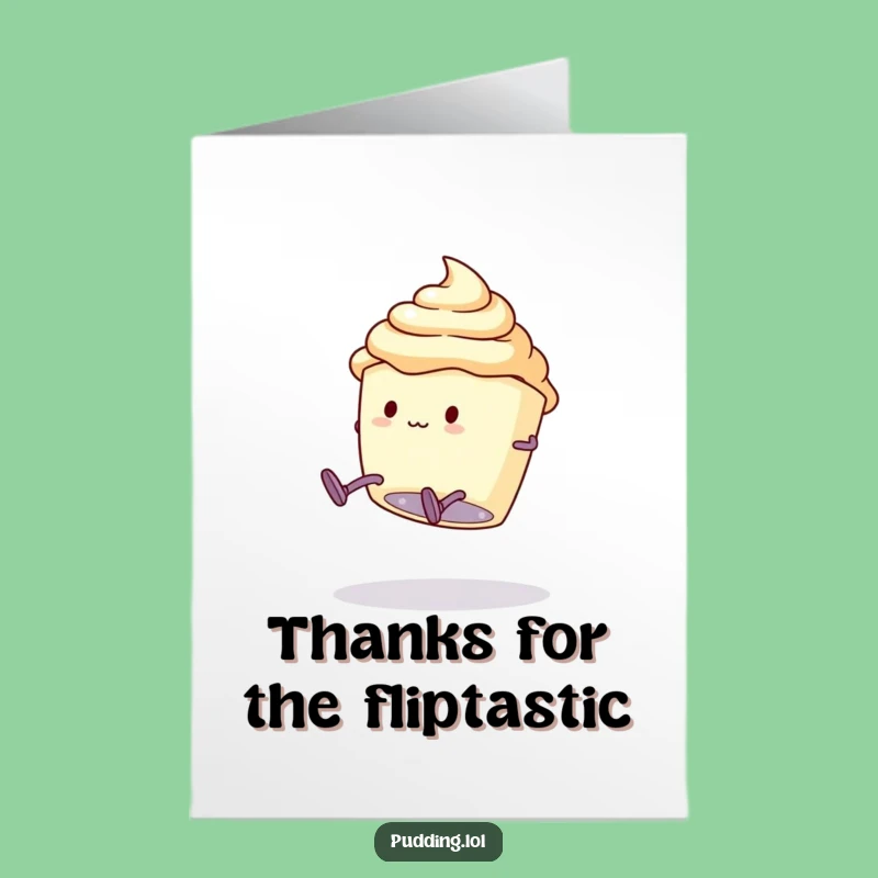 Free Printable Thank You Card: Clumsy Pudding Somersault Funny Downloadable Gift