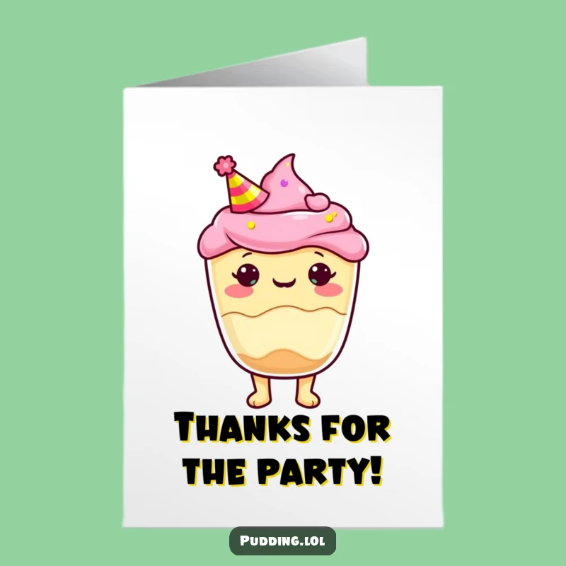 Free Printable Thank You Card: Party Pudding Cup Funny Downloadable Gift