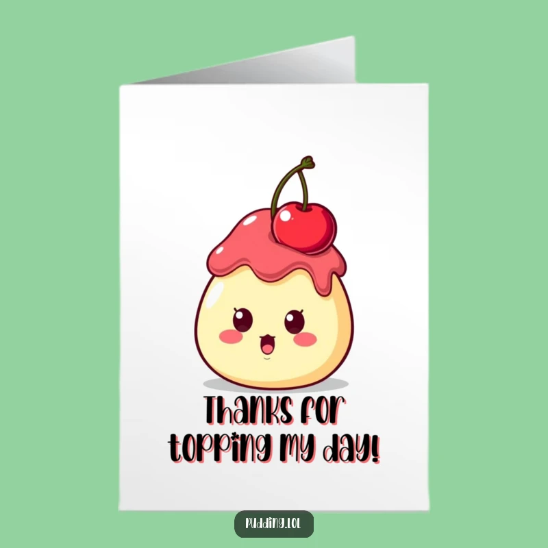 Free Printable Thank You Card Pudding Cherry - Quirky Downloadable Funny Gift
