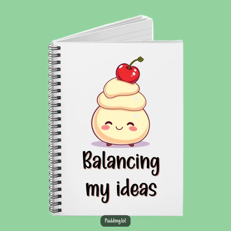 Funny Pudding Notebook: Jot Down Ideas with a Cherry-Balancing Character Gift