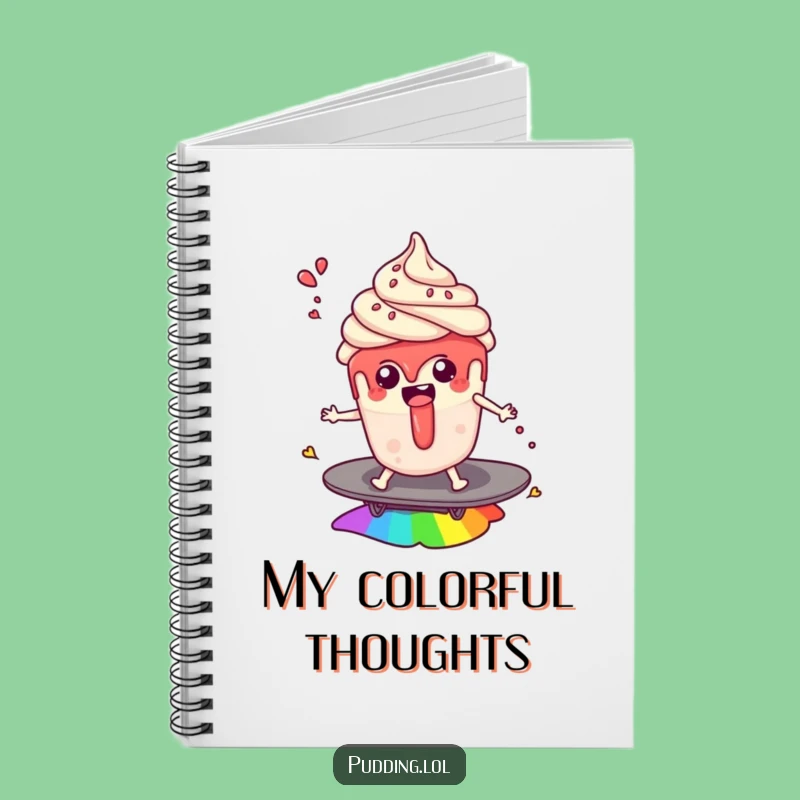 Funny Pudding Cup Rainbow Surf Notebook: Jot Down Dreams with Dessert Humor, Perfect Funny Gift