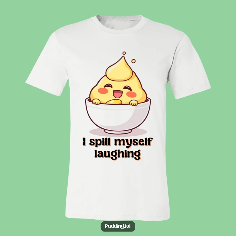 Funny Laughing Custard T-Shirt - Joyful Dessert Character Tee