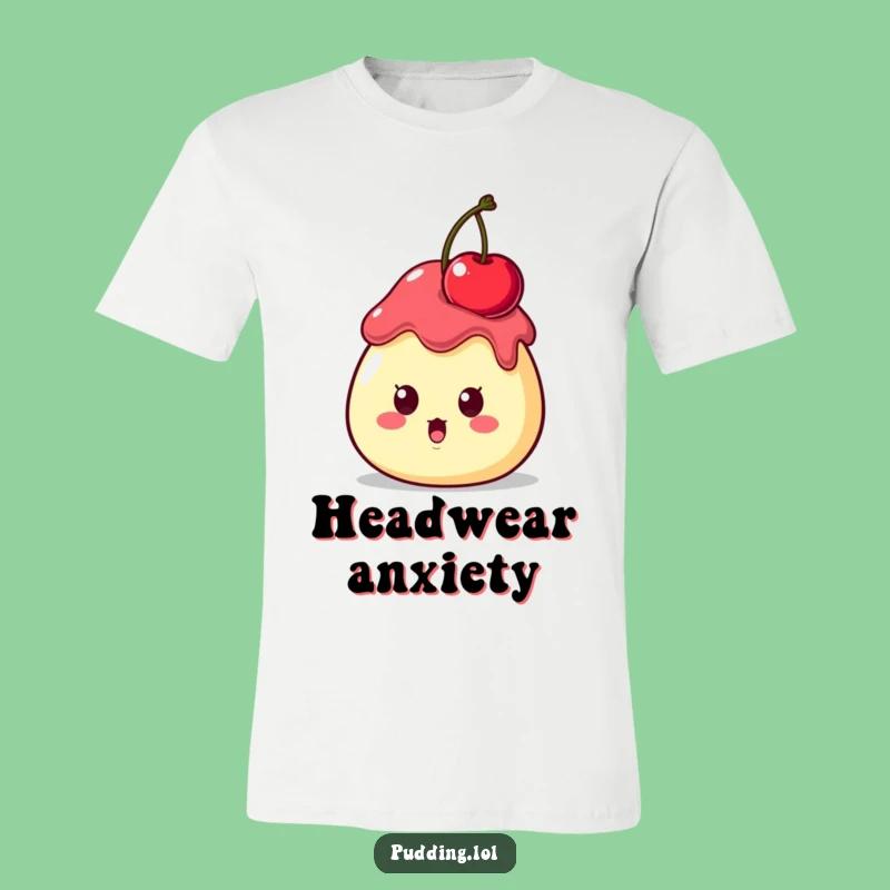 Funny Surprised Pudding Cherry T-Shirt - Comedic Dessert Apparel Gift