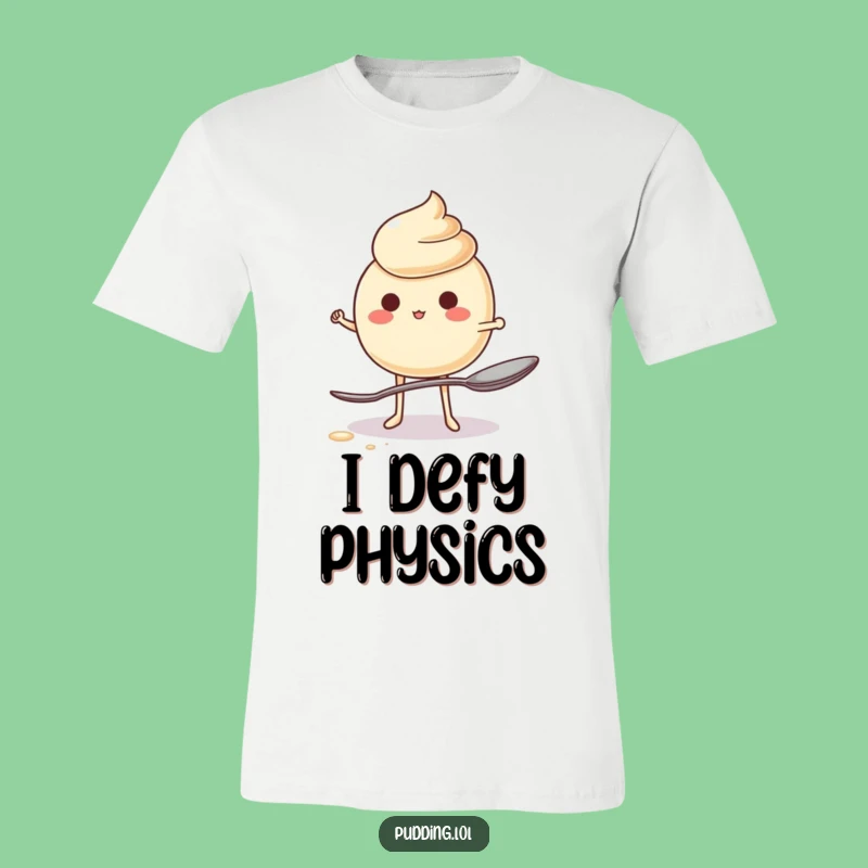 Funny Jiggling Pudding Balancing Spoon T-Shirt - Comedic Dessert Apparel Gift