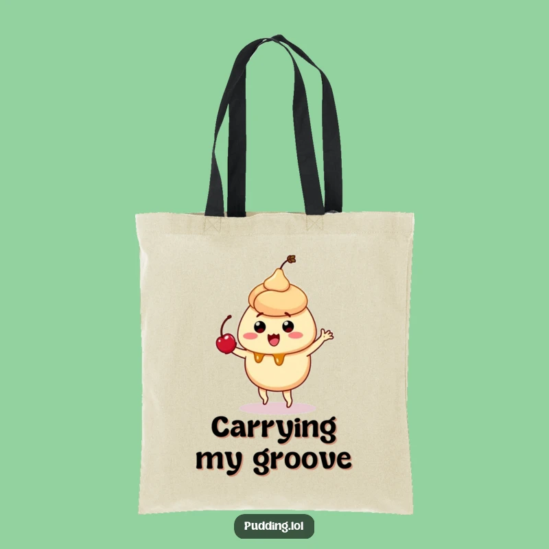 Funny Caramel Pudding Tote Bag - Silly Dance Dessert Carry-All