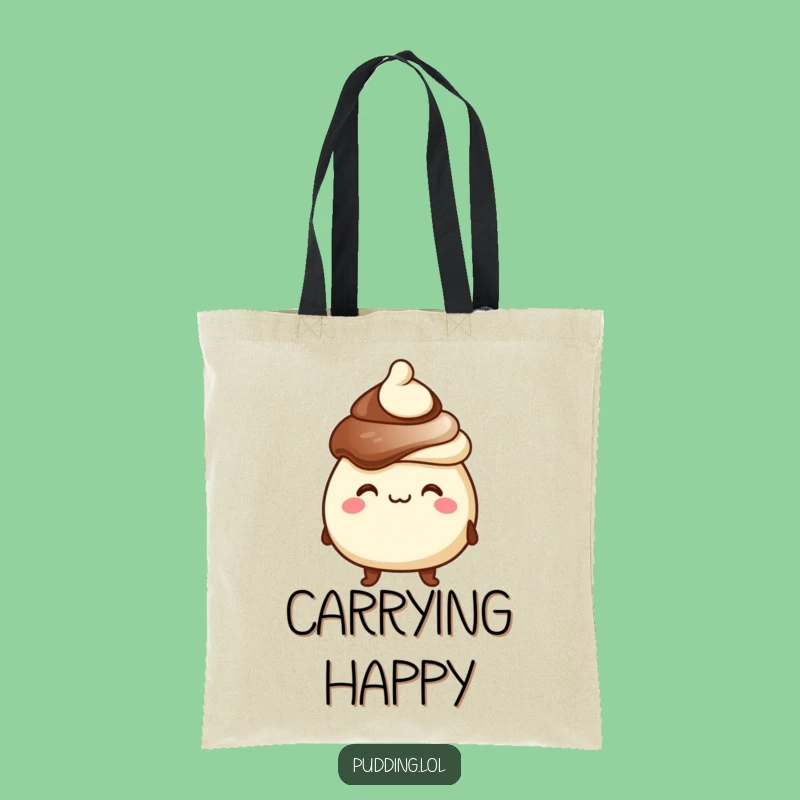 Funny Chocolate Pudding Tote Bag - Goofy Grin Dessert Carry-All