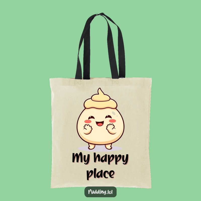 Funny Grinning Pudding Clap Tote Bag - Humorous Dessert Carry-All Gift