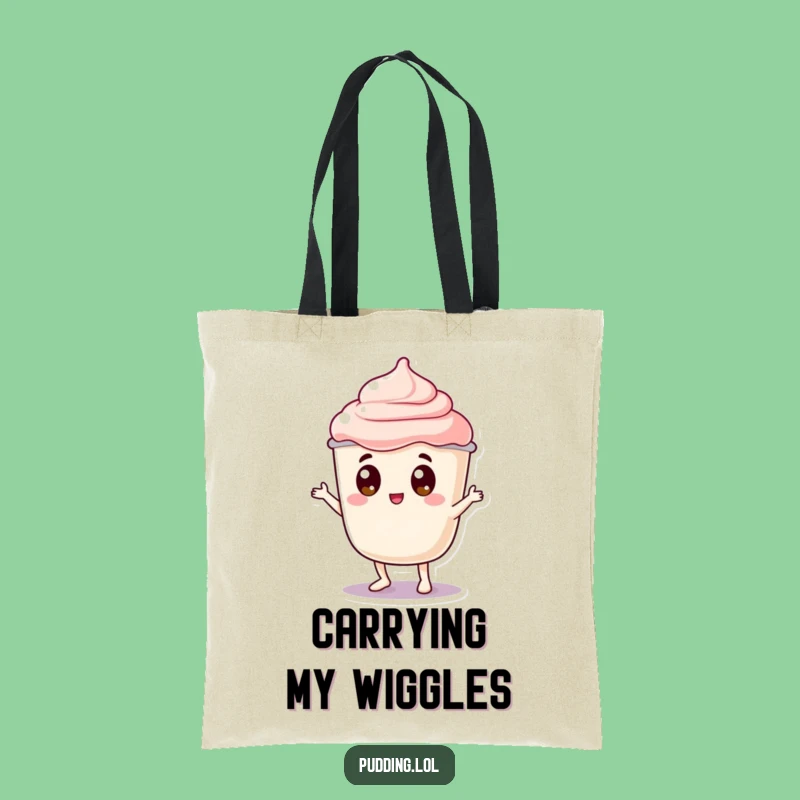 Funny Pudding Wobble Tote Bag: Jiggly Character Googly Eyes Dance - Practical & Hilarious Carry-All Gift